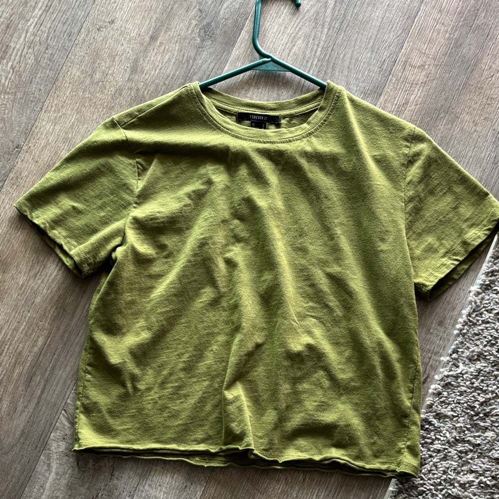 Olive Green Crop T-Shirt
